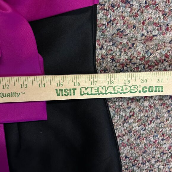 Badgley Mischka Black Strapless Orchid Pink Ribbon Detail Long Column Dress 14 - Picture 13 of 15